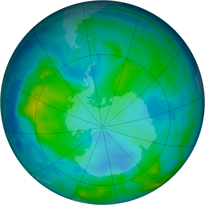 Antarctic ozone map for 11 May 2012